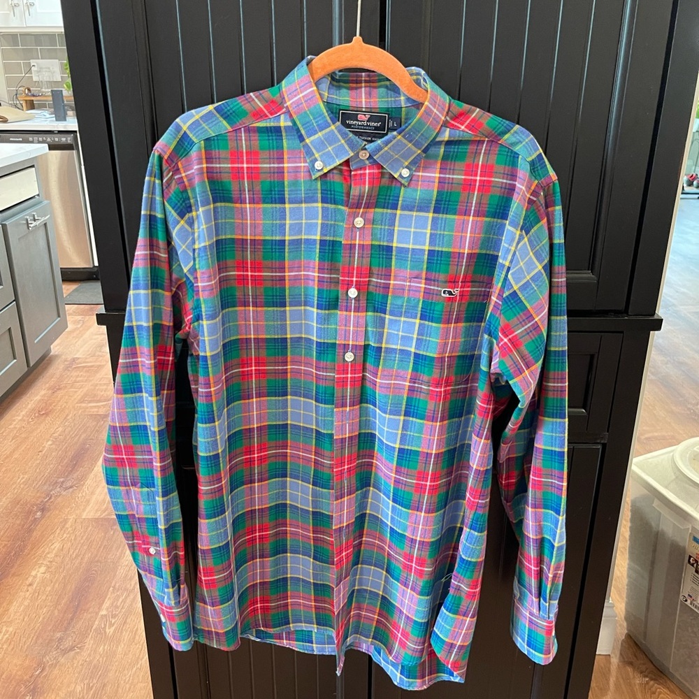 Vineyard Vines plaid flannel button down.
